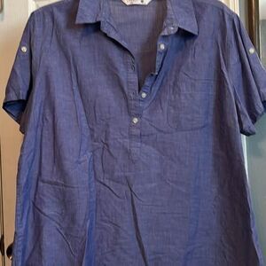 Riders by Lee Blue Chambray Short Sleeve Shirt XXL